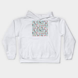 Red Winter Floral Design Kids Hoodie